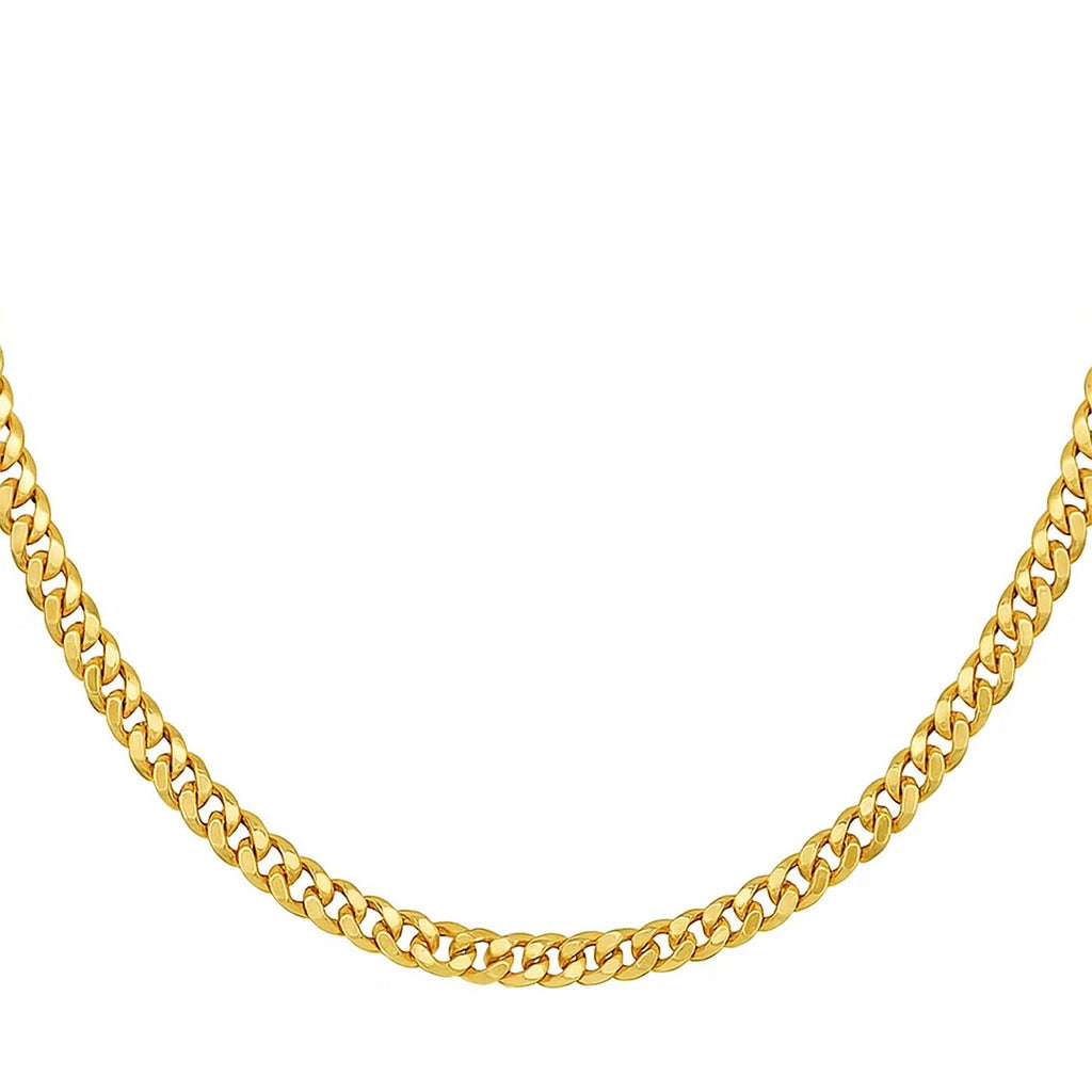 Petite Faceted Cuban Link Chain Necklace in 14K Yellow Gold