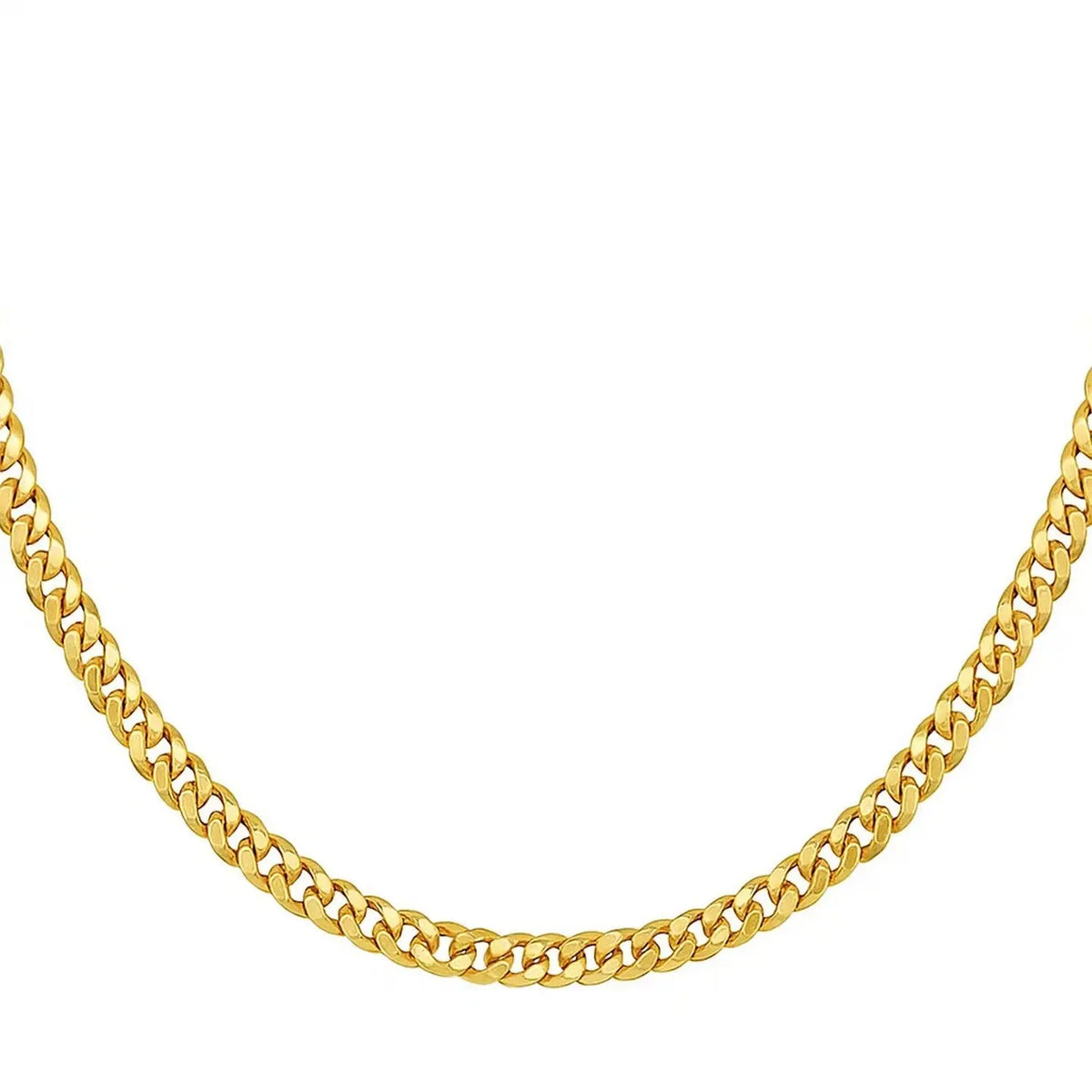 Petite Faceted Cuban Link Chain Necklace in 14K Yellow Gold  Chains DEEVE