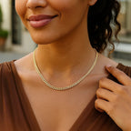Petite Faceted Cuban Link Chain Necklace in 14K Yellow Gold