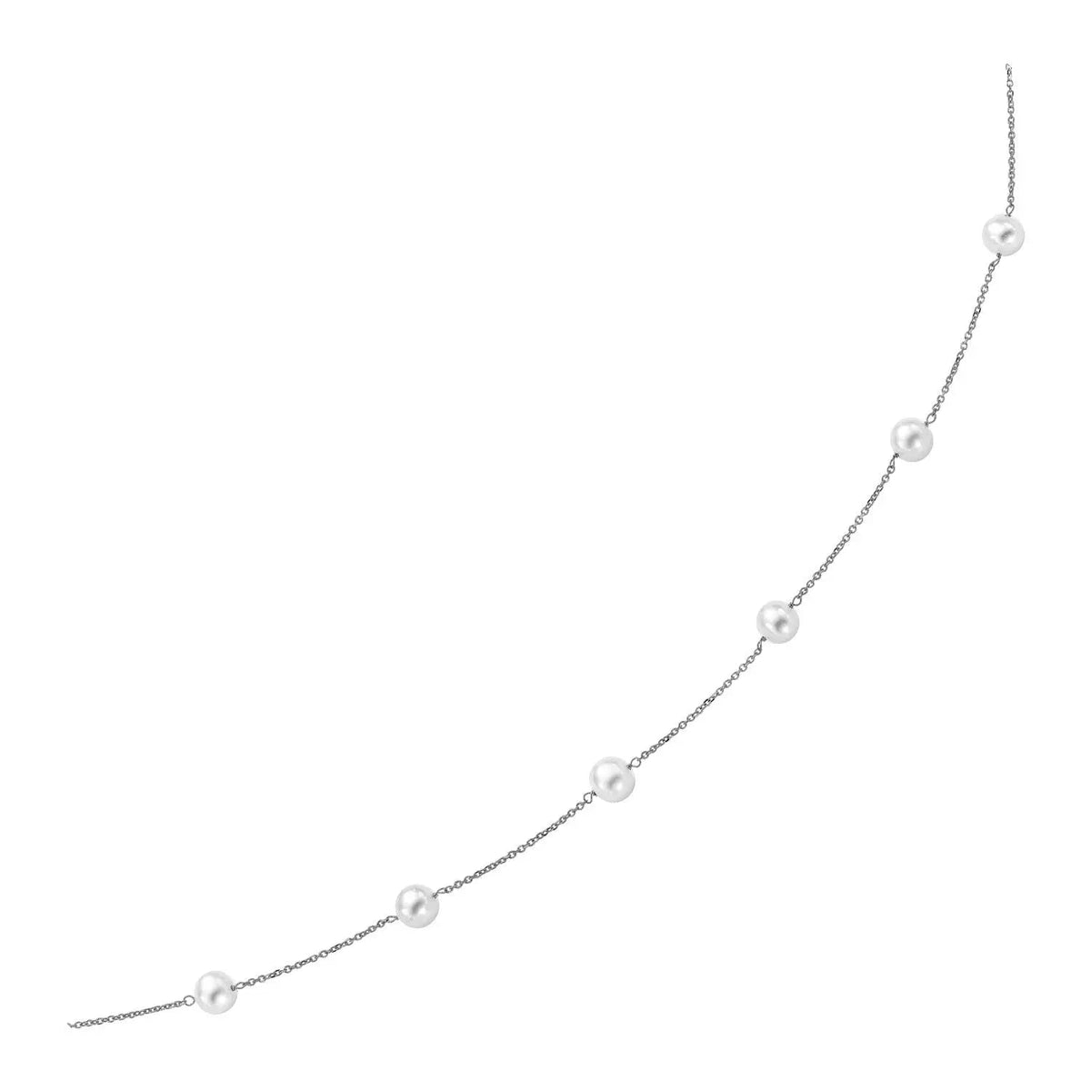 White gold pearl station choker necklace DEEVE