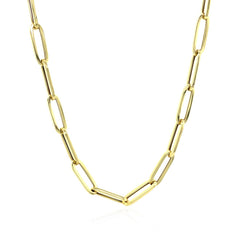 Bold paperclip chain in 14K yellow gold, 4.2mm, hanging in a curve
