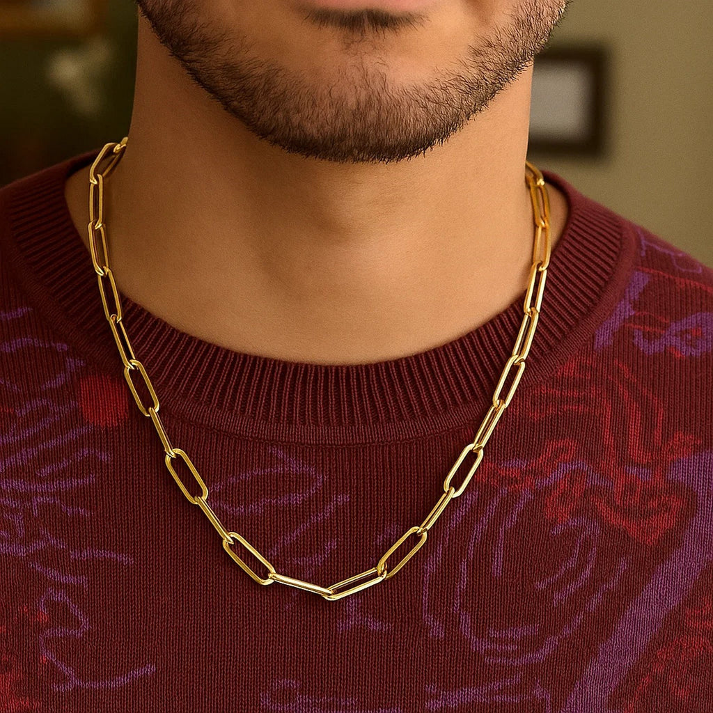 Bold paperclip chain necklace in 14K yellow gold, 4.2mm