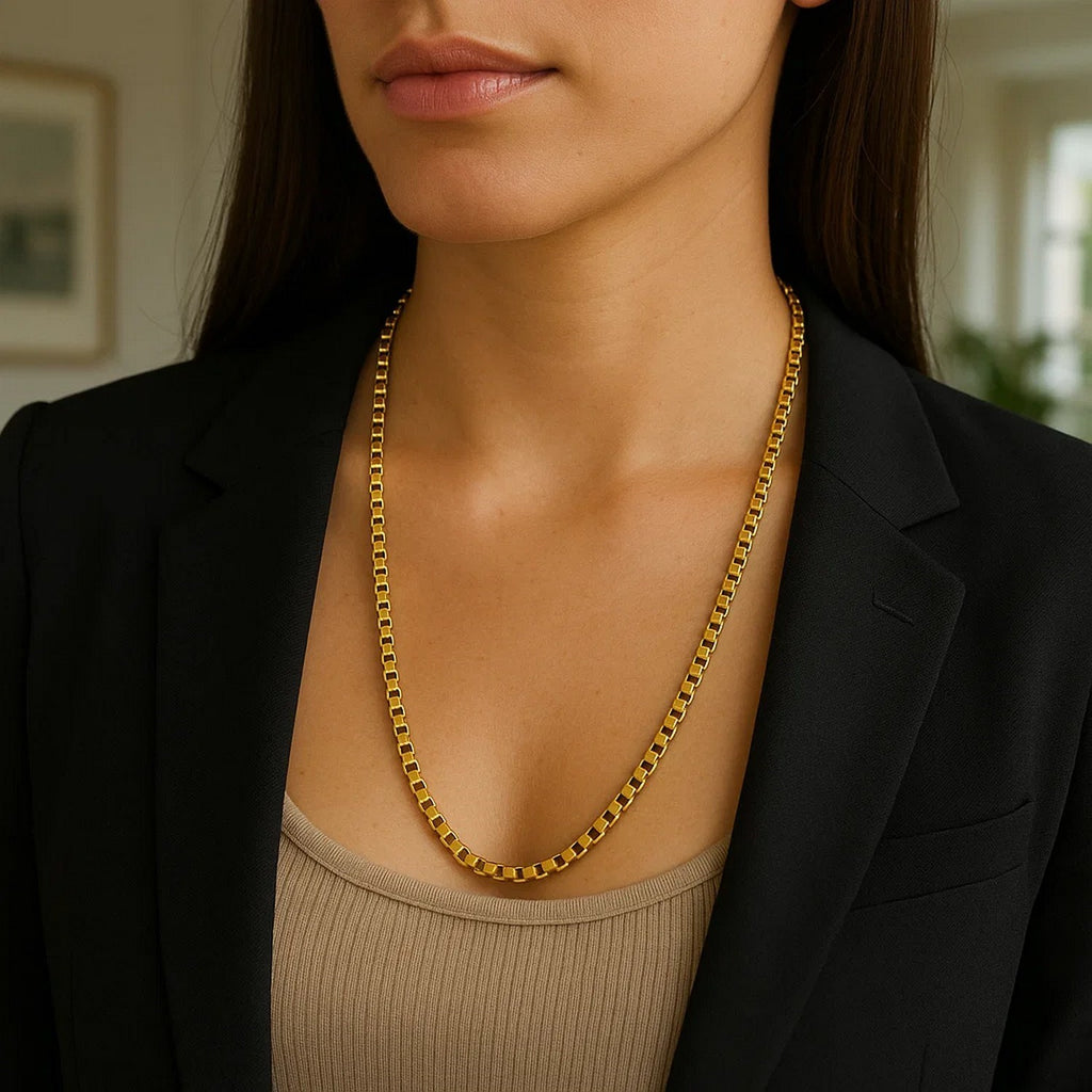Round Box Chain in 14K Yellow Gold