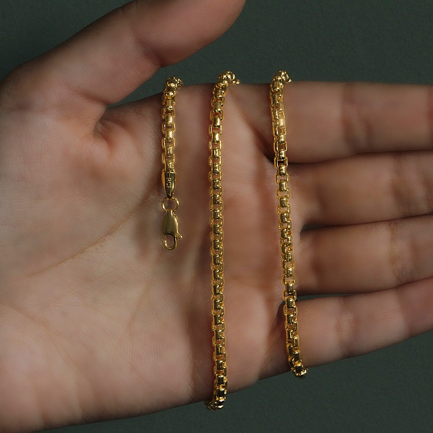 14k Yellow Gold Round Box Chain (3.4 mm)