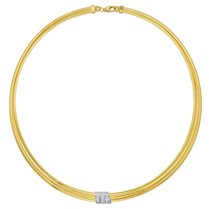 Triple Row Diamond Omega Necklace  Choker DEEVE
