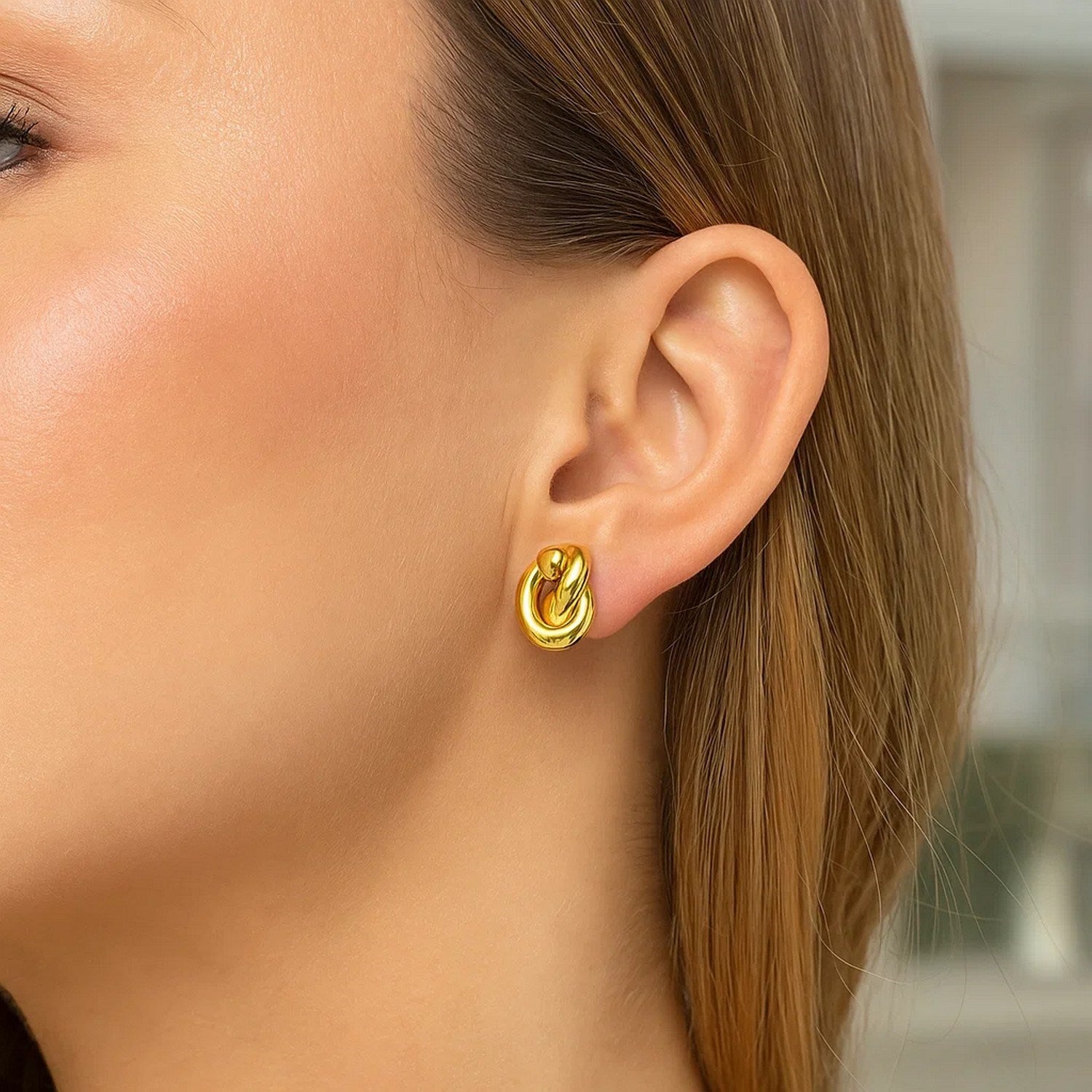 Polished Knot Stud Earrings in 14K Yellow Gold
