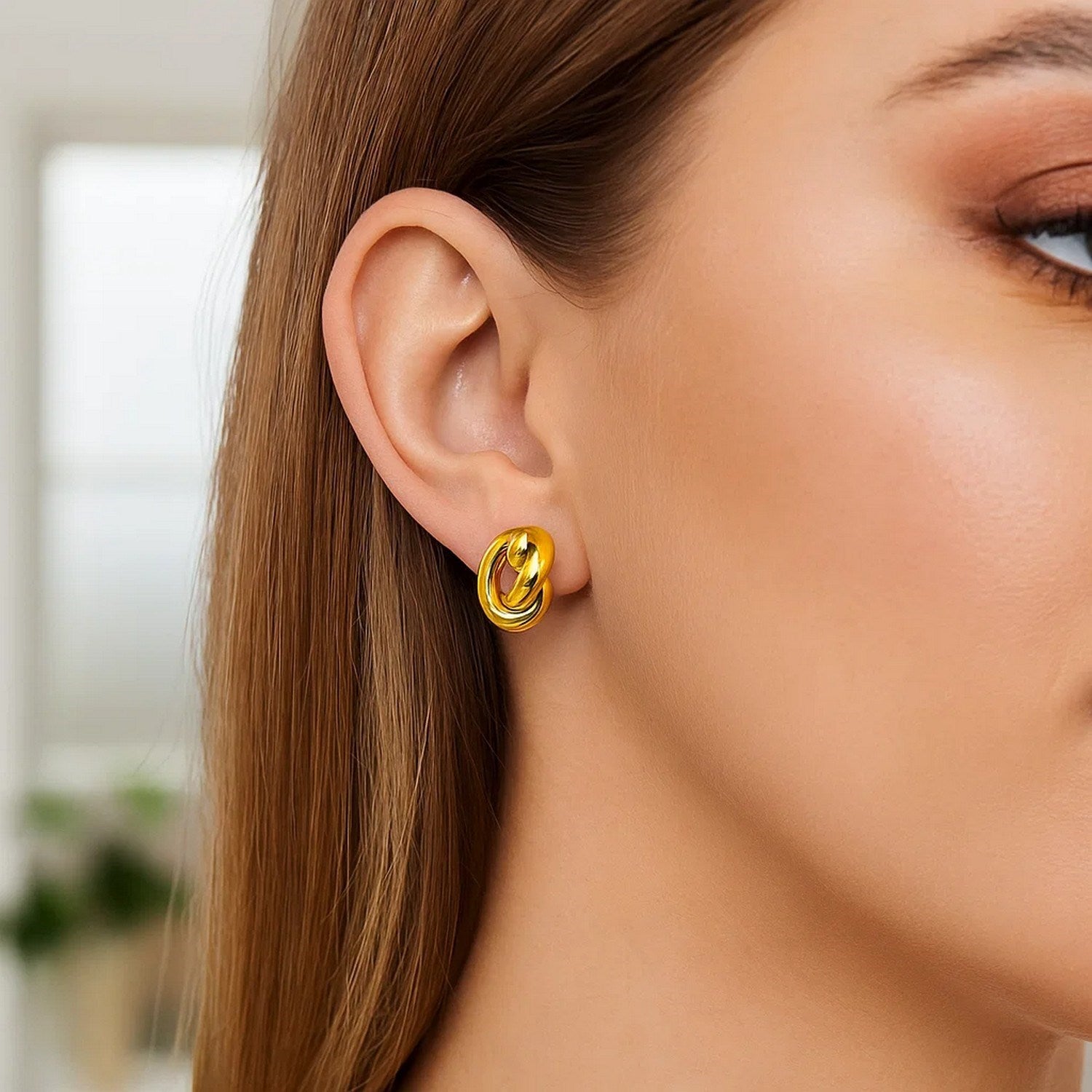 Polished Knot Stud Earrings in 14K Yellow Gold