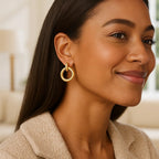 Polished Round Linked Hoop Earrings | 14K Gold