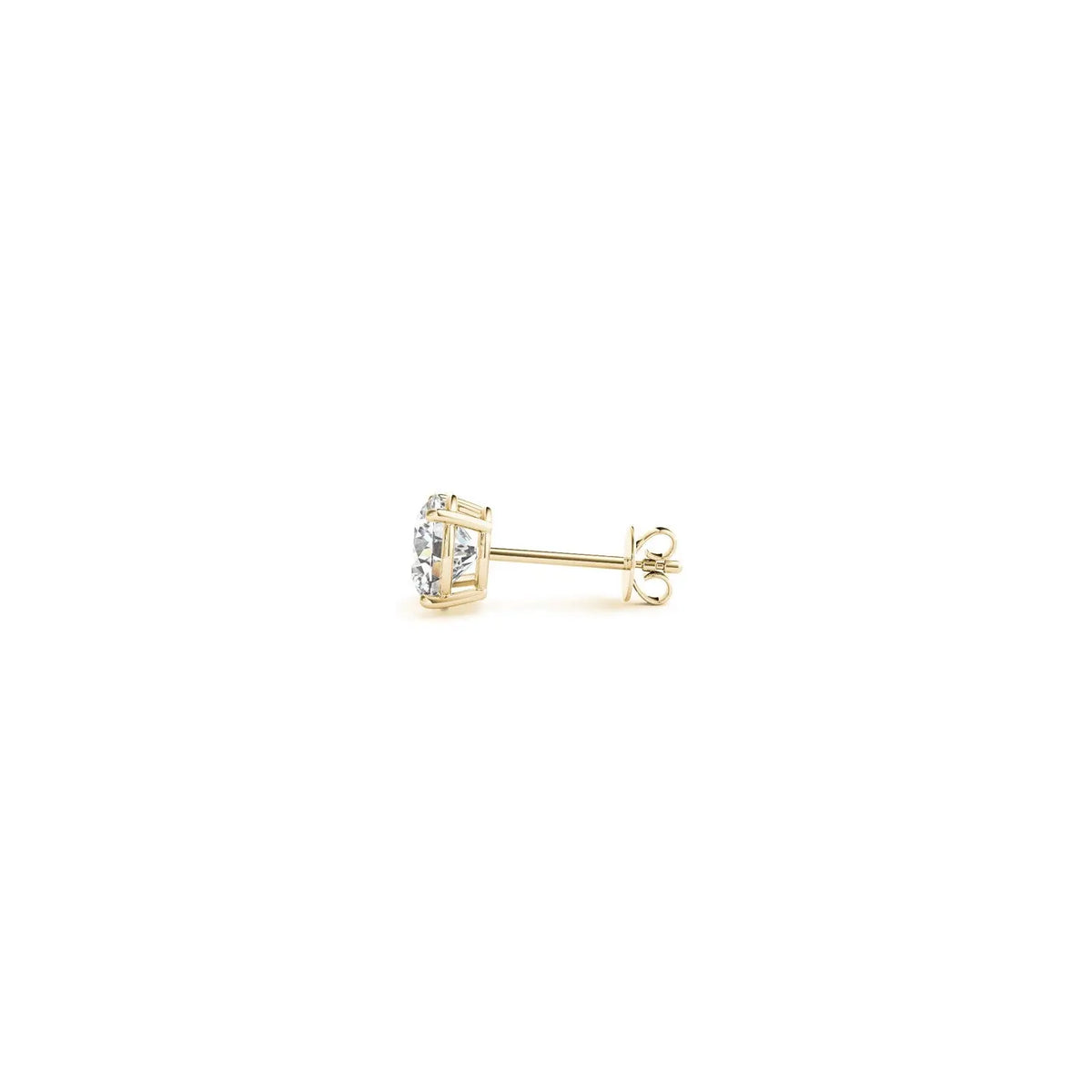 Close-up of 0.50 ct IGI certified round-cut lab-grown diamonds in 14K gold stud earrings — DEEVE