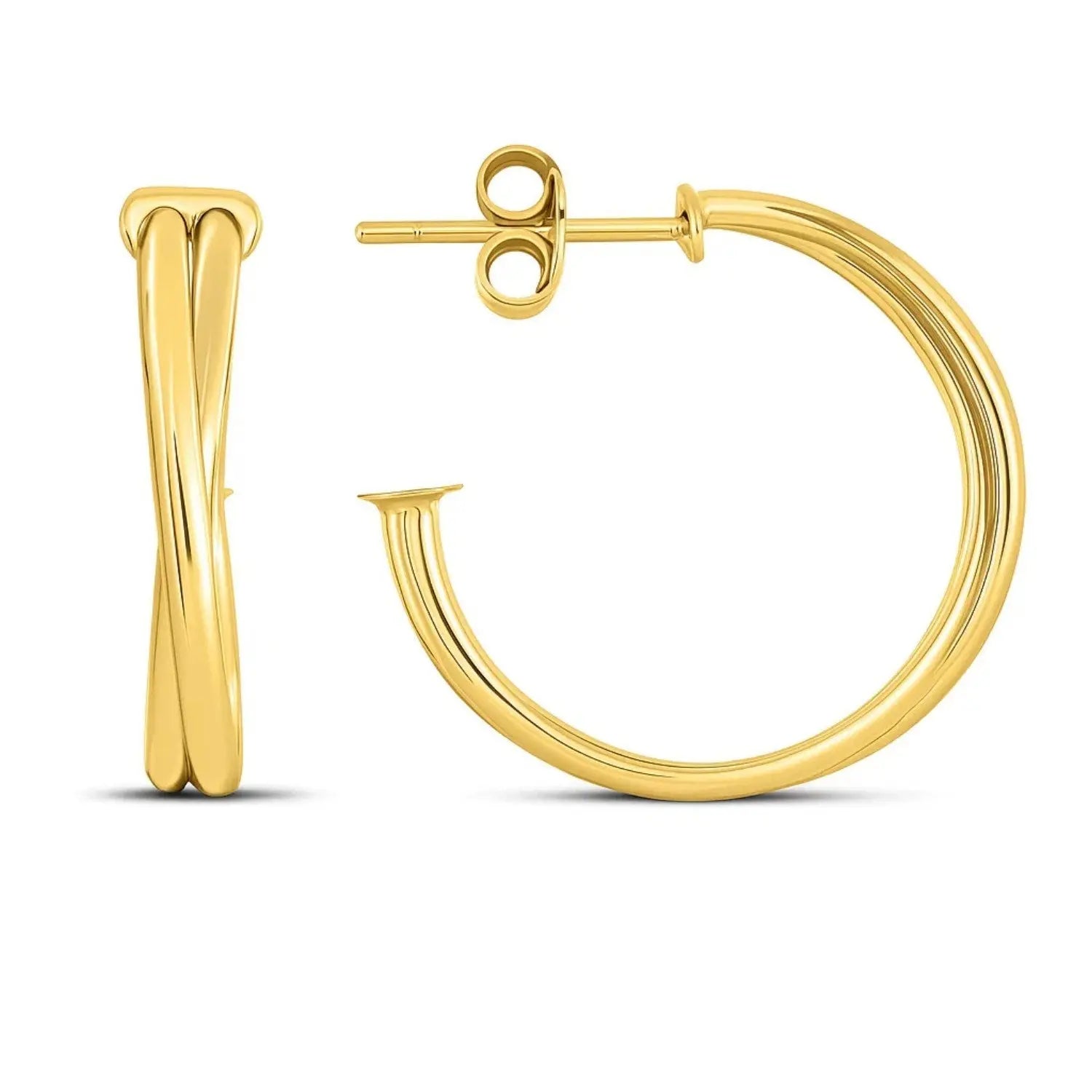 Large Crossover Hoops | 14K Gold  Hoop Earrings DEEVE