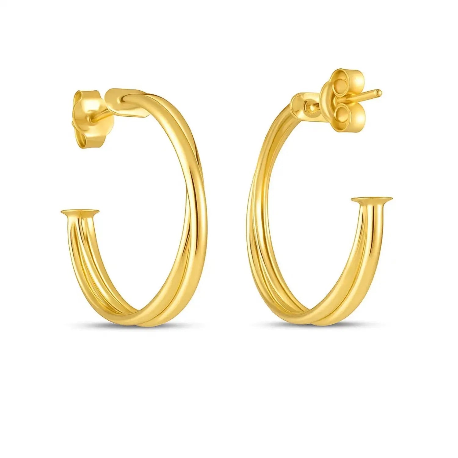 Large Crossover Hoops | 14K Gold  Hoop Earrings DEEVE