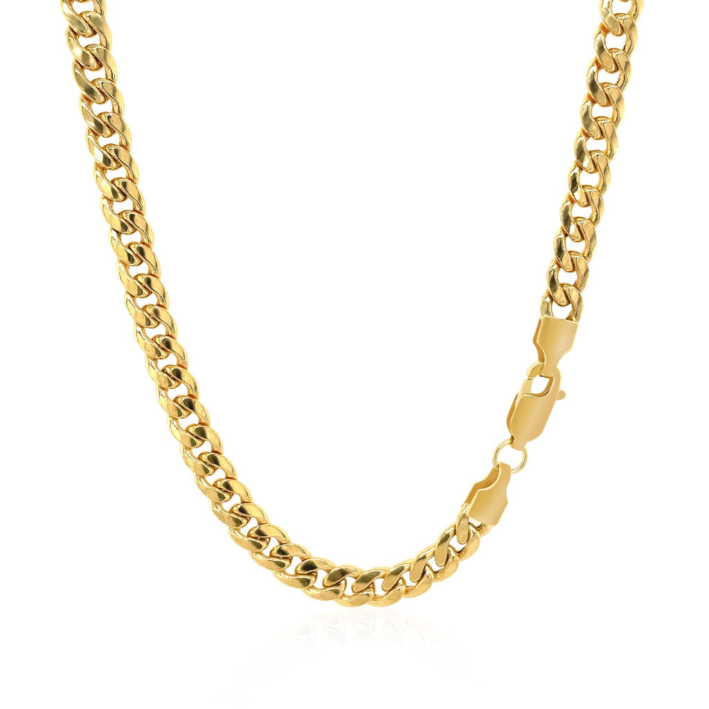 Miami Cuban Semi Solid Chain in 14K Yellow Gold