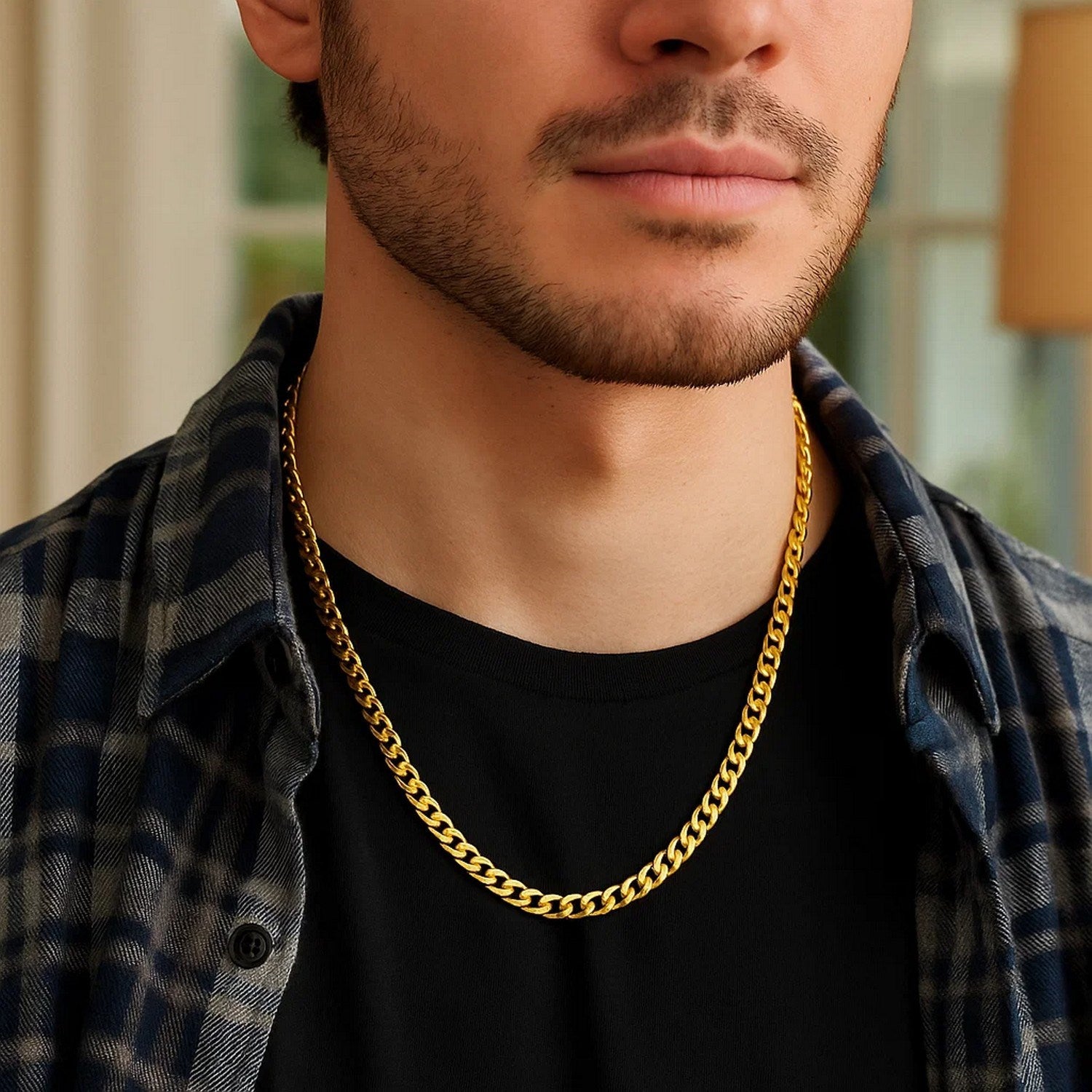 Miami Cuban Semi Solid Chain in 14K Yellow Gold