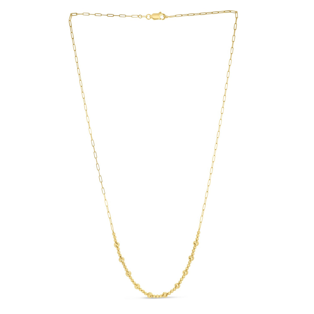 Bead Paperclip Chain Necklace in 14K Yellow Gold