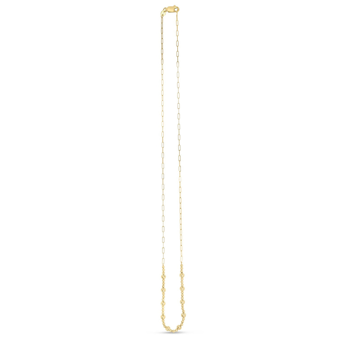 Bead Paperclip Chain Necklace in 14K Yellow Gold
