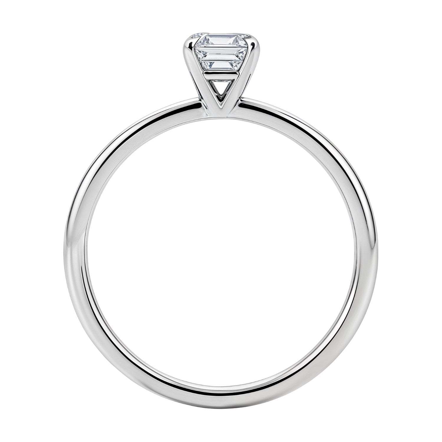 1.ct Emerald Cut Lab Grown Diamond Solitaire Ring in 14K White Gold | IGI Certified
