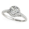 Round Diamond Engagement Ring | Illusion Set Pavé Band in 14K White Gold | 1.33 cttw