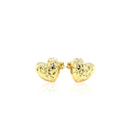 Puffed Heart Earrings Diamond Cuts | 14K Gold