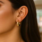Puffy C Shaped Hoop Earrings | 14K Gold