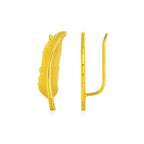 Textured Feather Climber Earrings | 14K Gold