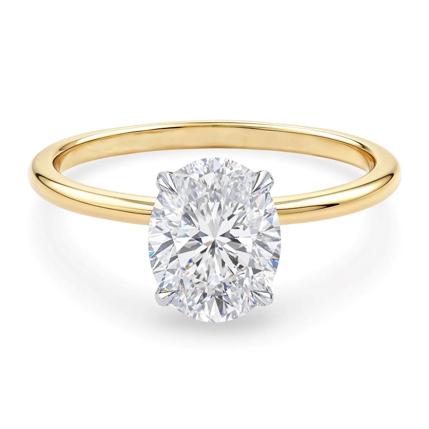 1.5 Carat Oval Lab Grown Diamond Solitaire Ring in 14K Yellow Gold