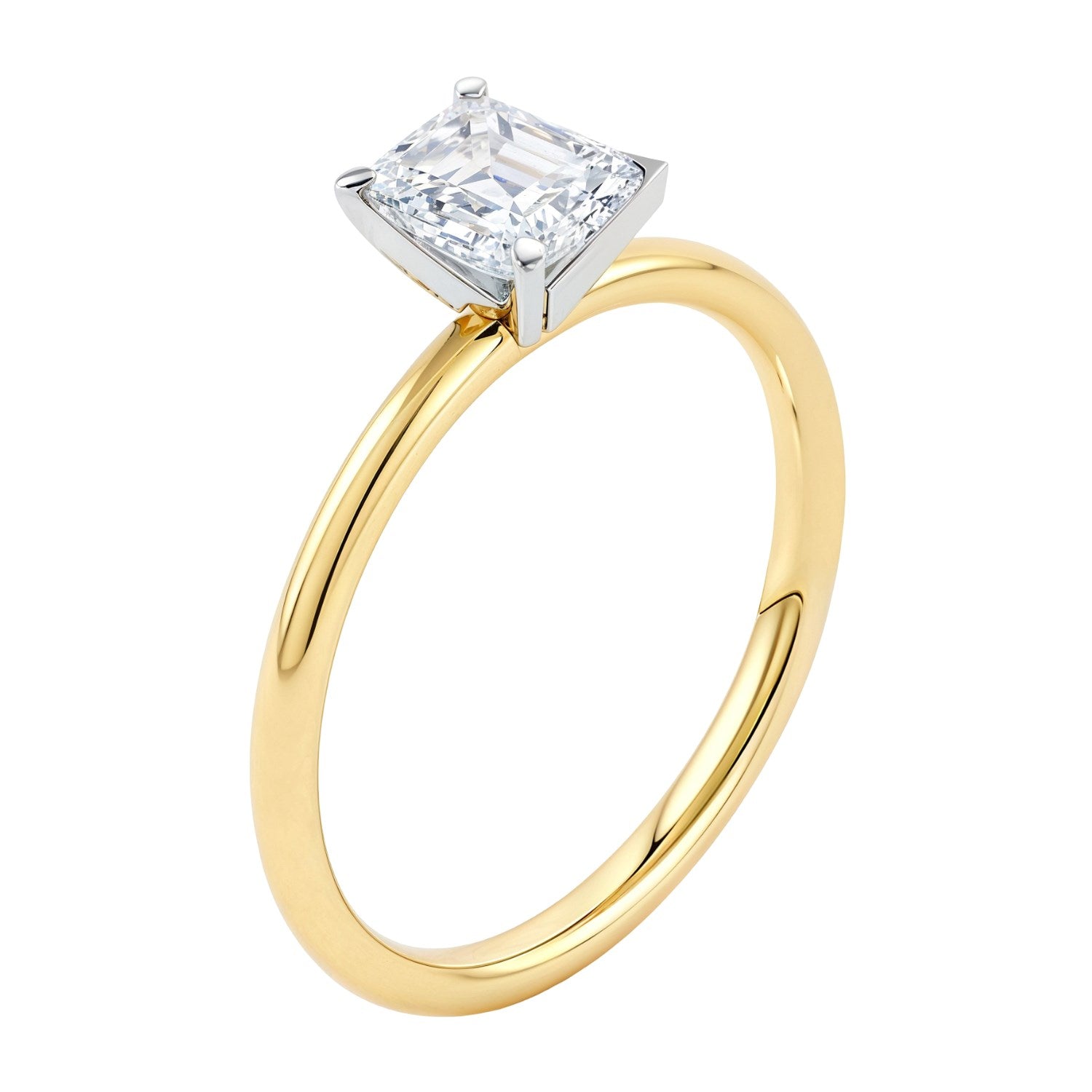 1.ct Emerald Cut Lab Grown Diamond Solitaire Ring in 14K Yellow Gold | IGI Certified