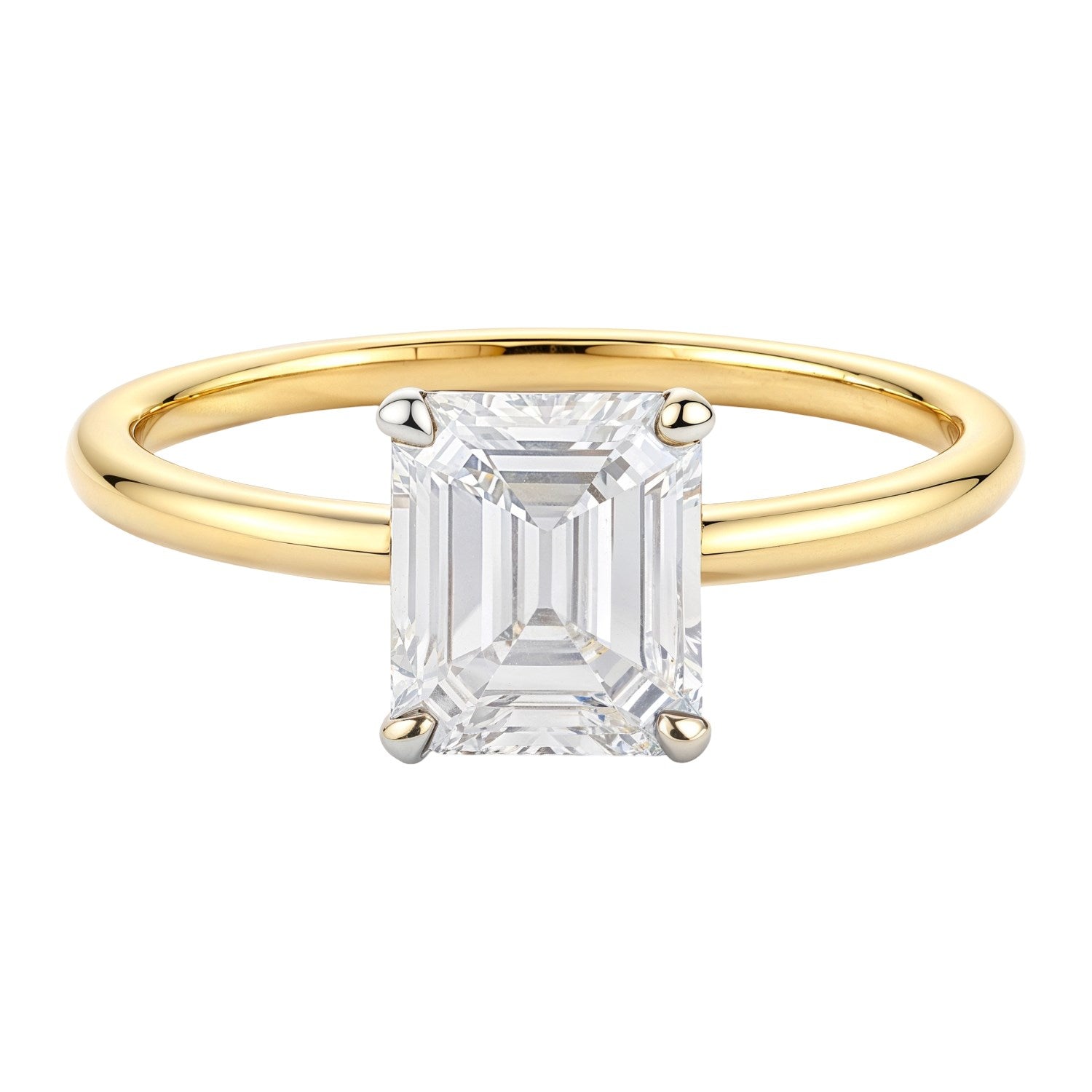 1.ct Emerald Cut Lab Grown Diamond Solitaire Ring in 14K Yellow Gold | IGI Certified