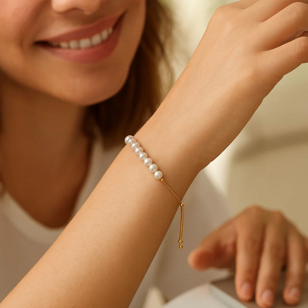 Adjustable Friendship Bracelet With Pearls 68369 in 14K Yellow Gold