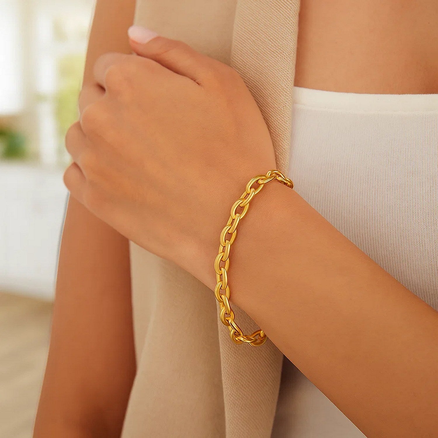 14k Yellow Gold Polished Oval Link Bracelet (6.20 mm)