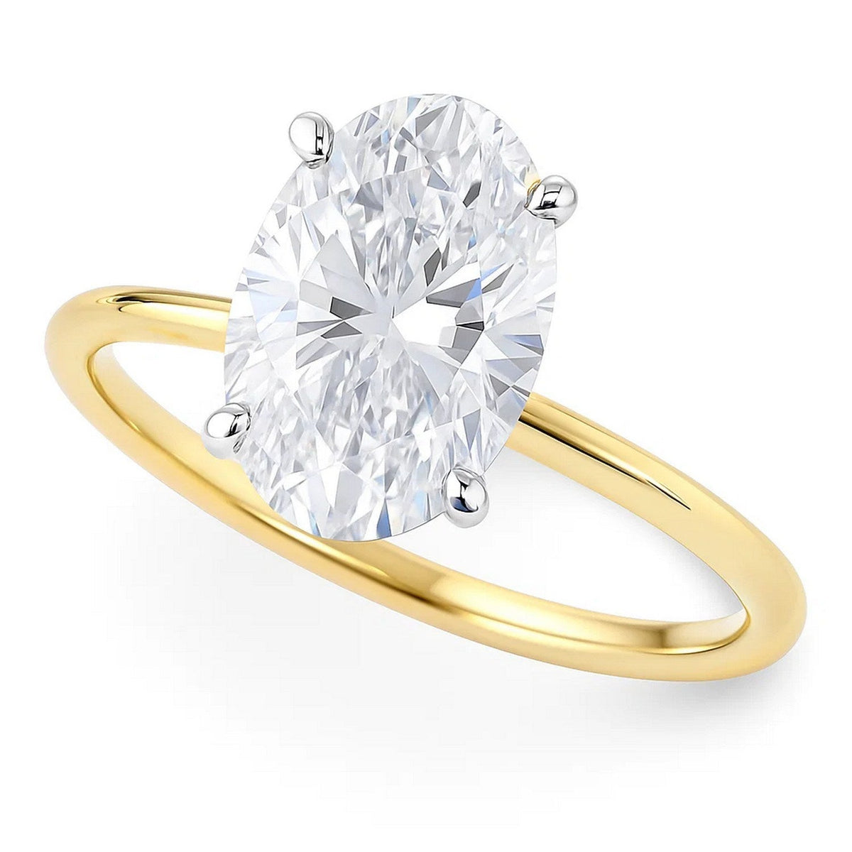 3 Carat Oval Lab Grown Diamond Solitaire Ring in 14K Yellow Gold