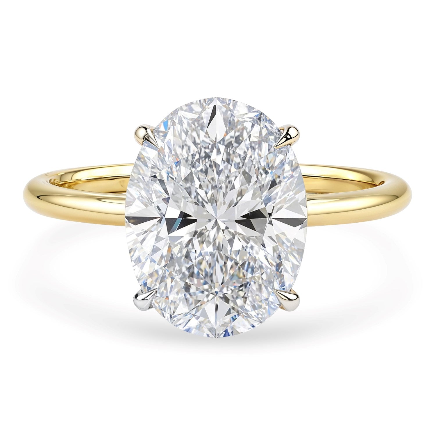3.ct Oval Cut Lab Grown Diamond Solitaire Ring in 14K Yellow Gold | IGI Certified