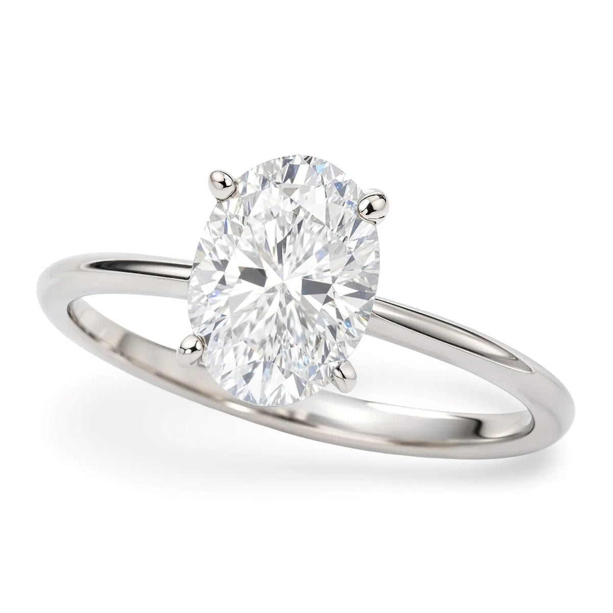 solitaire engagement lab grown roundcut diamond ring in 14k white gold