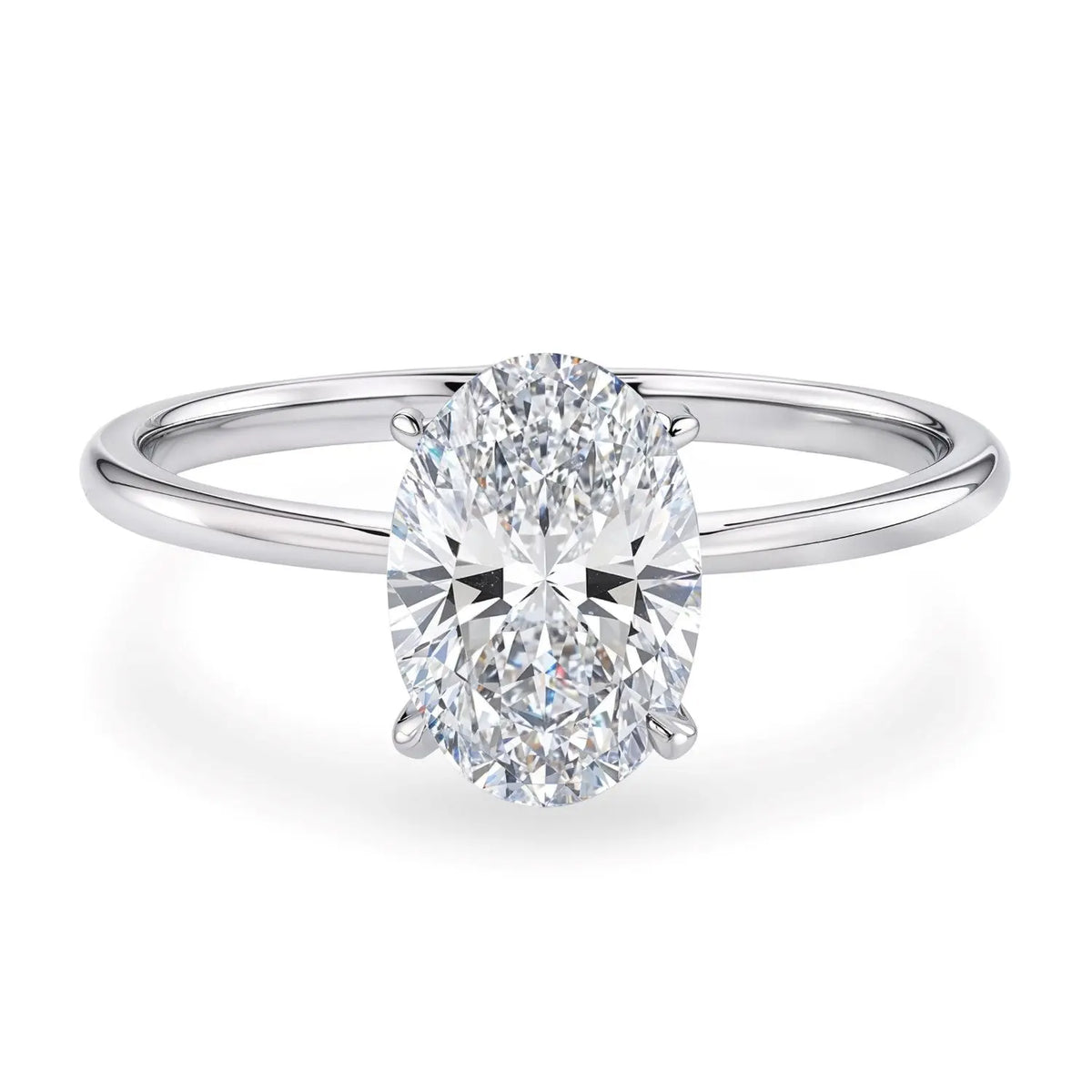 1.50ct Oval Cut Lab Grown Diamond Ring in 14K White Gold | G-VS1  Rings DEEVE