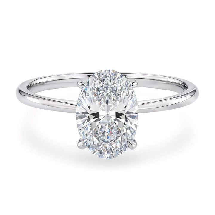 1.50ct Oval Cut Lab Grown Diamond Ring in 14K White Gold | G-VS1  Rings DEEVE