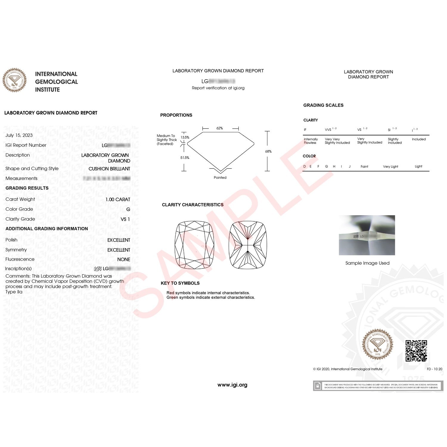 1 Carat Cushion Lab Grown IGI G/VS1 Diamond Solitaire Ring in 14K Yellow Gold