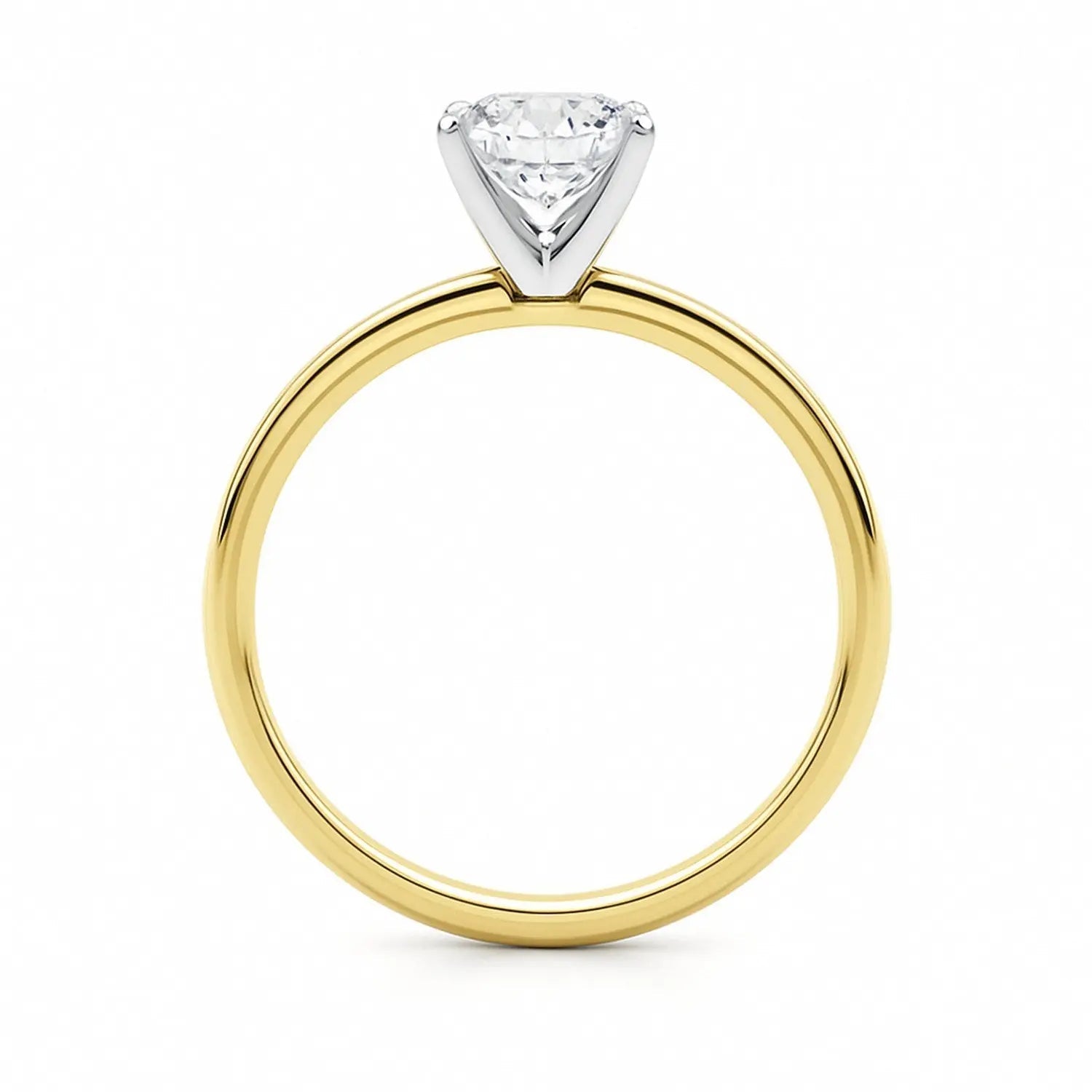 1 Carat Cushion Lab Grown Diamond Solitaire Ring in 14K Yellow Gold