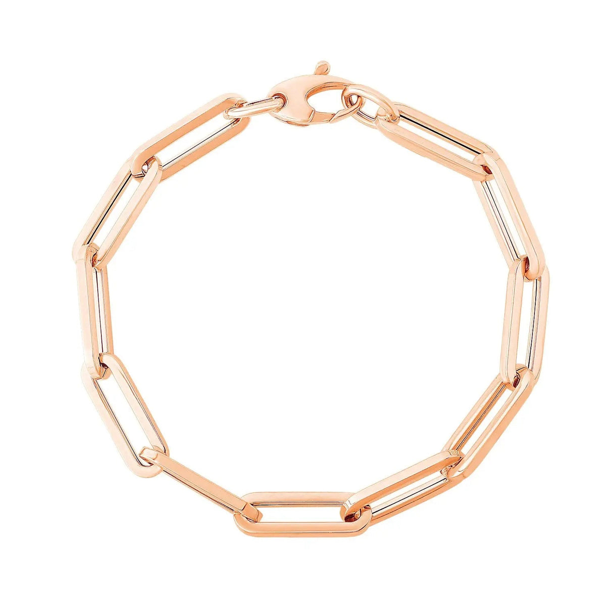 14K Rose Gold Extra Wide Paperclip Chain Bracelet 6.10mm DEEVE