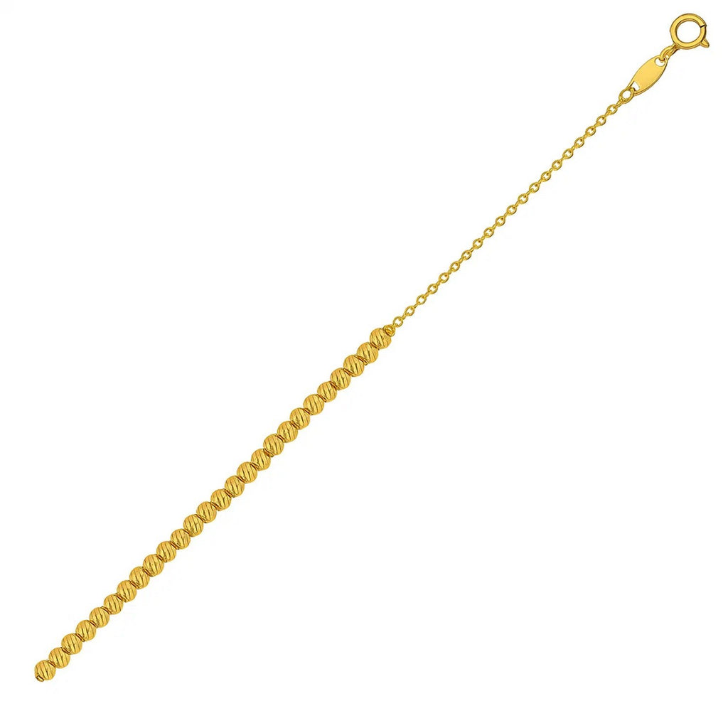 Diamond Cut Bead Bracelet 25934 in 14K Yellow Gold