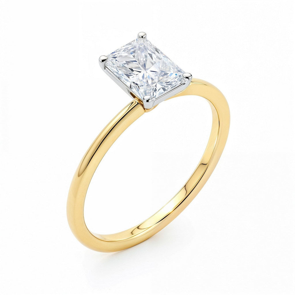 1.5 Carat Radiant Lab Grown Diamond Solitaire Ring in 14K Yellow Gold