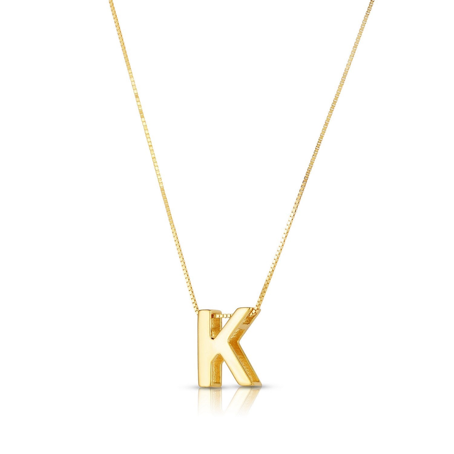 14K Yellow Gold Yours Truly Block Letter Initial K Necklace
