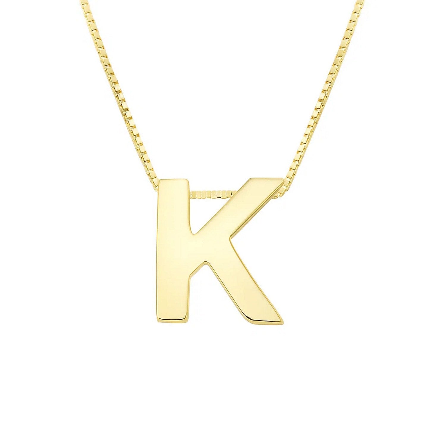 14K Yellow Gold Yours Truly Block Letter Initial K Necklace