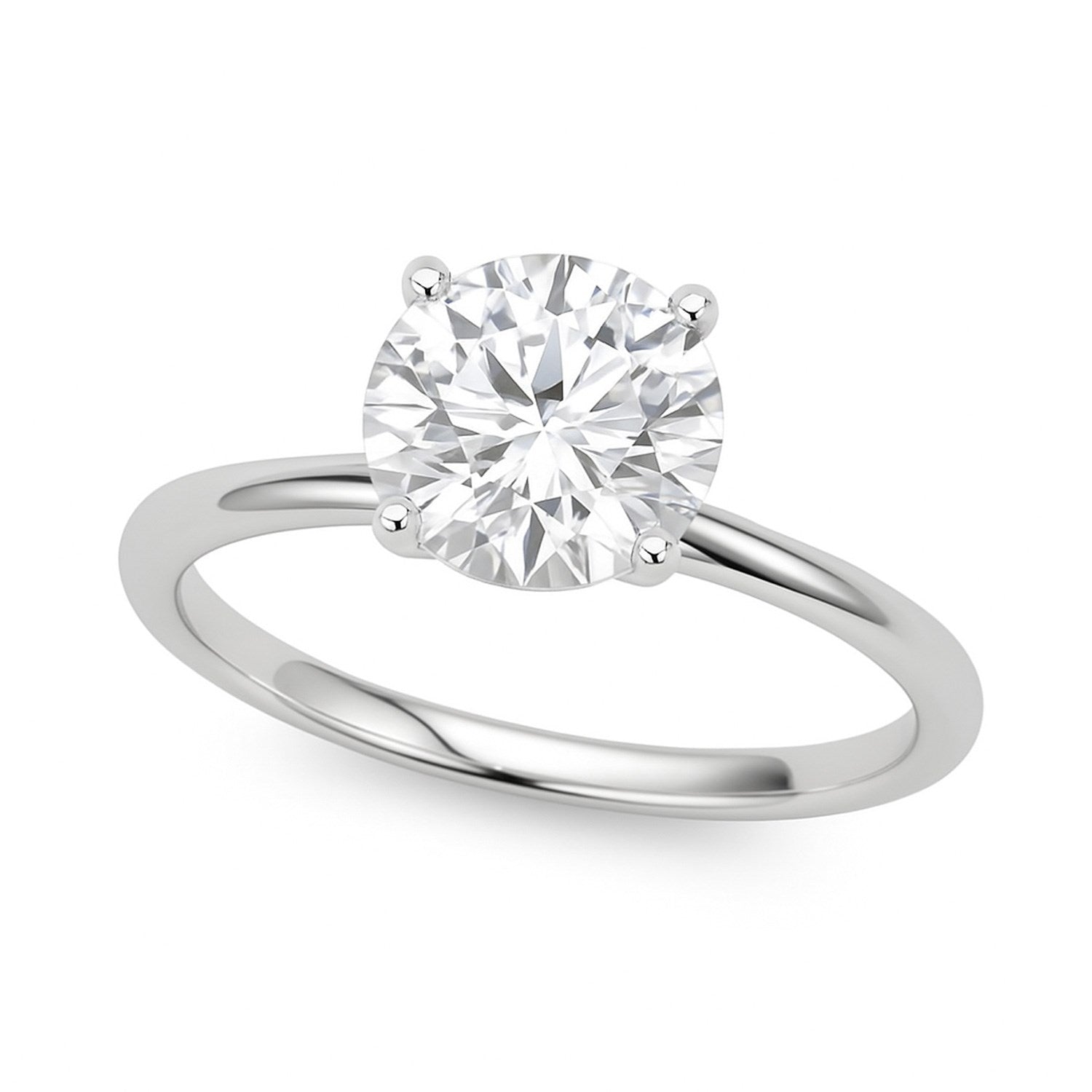 1 Carat Round Lab Grown IGI G/VS1 Diamond Solitaire Ring in 14K White Gold