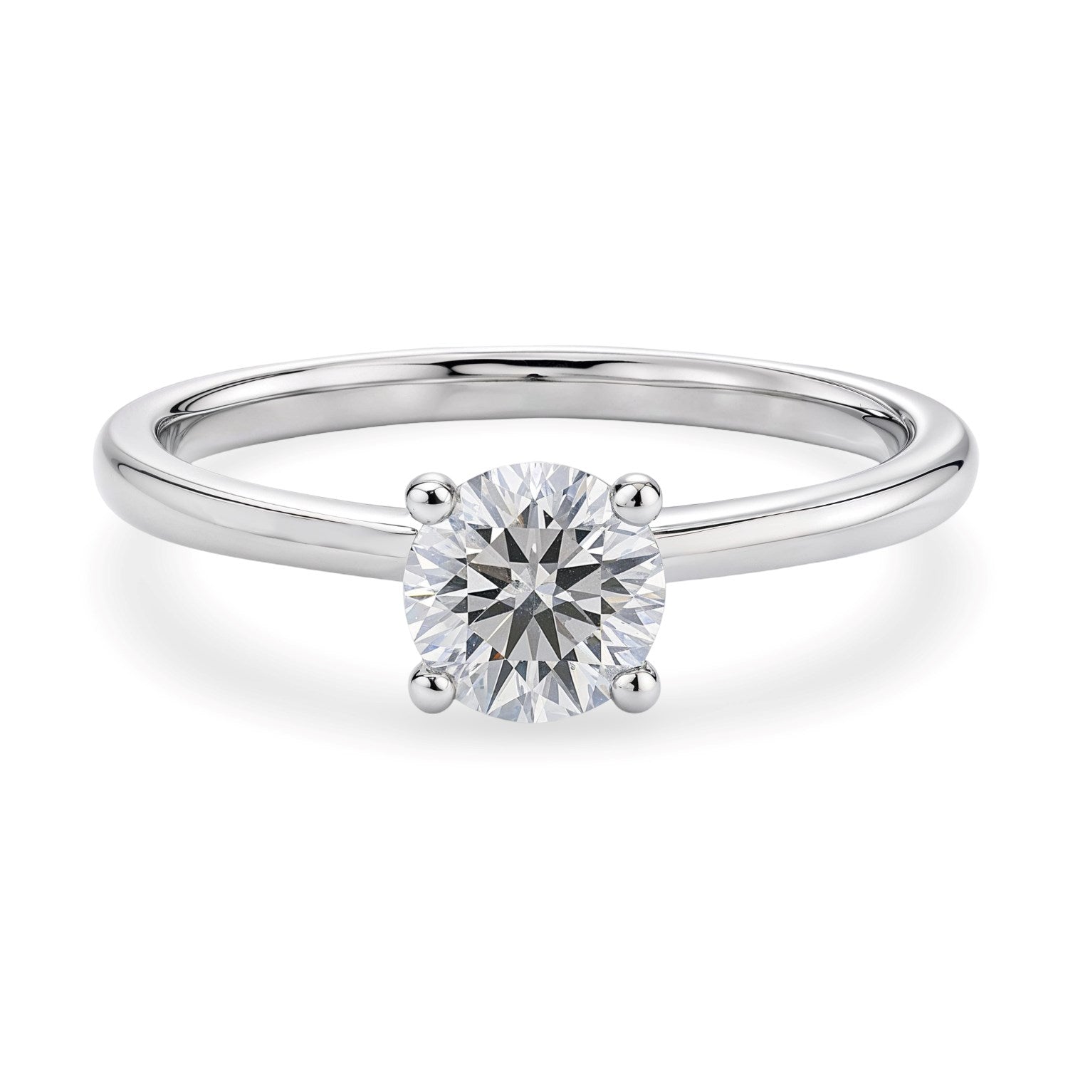 1 Carat Round Lab Grown IGI G/VS1 Diamond Solitaire Ring in 14K White Gold