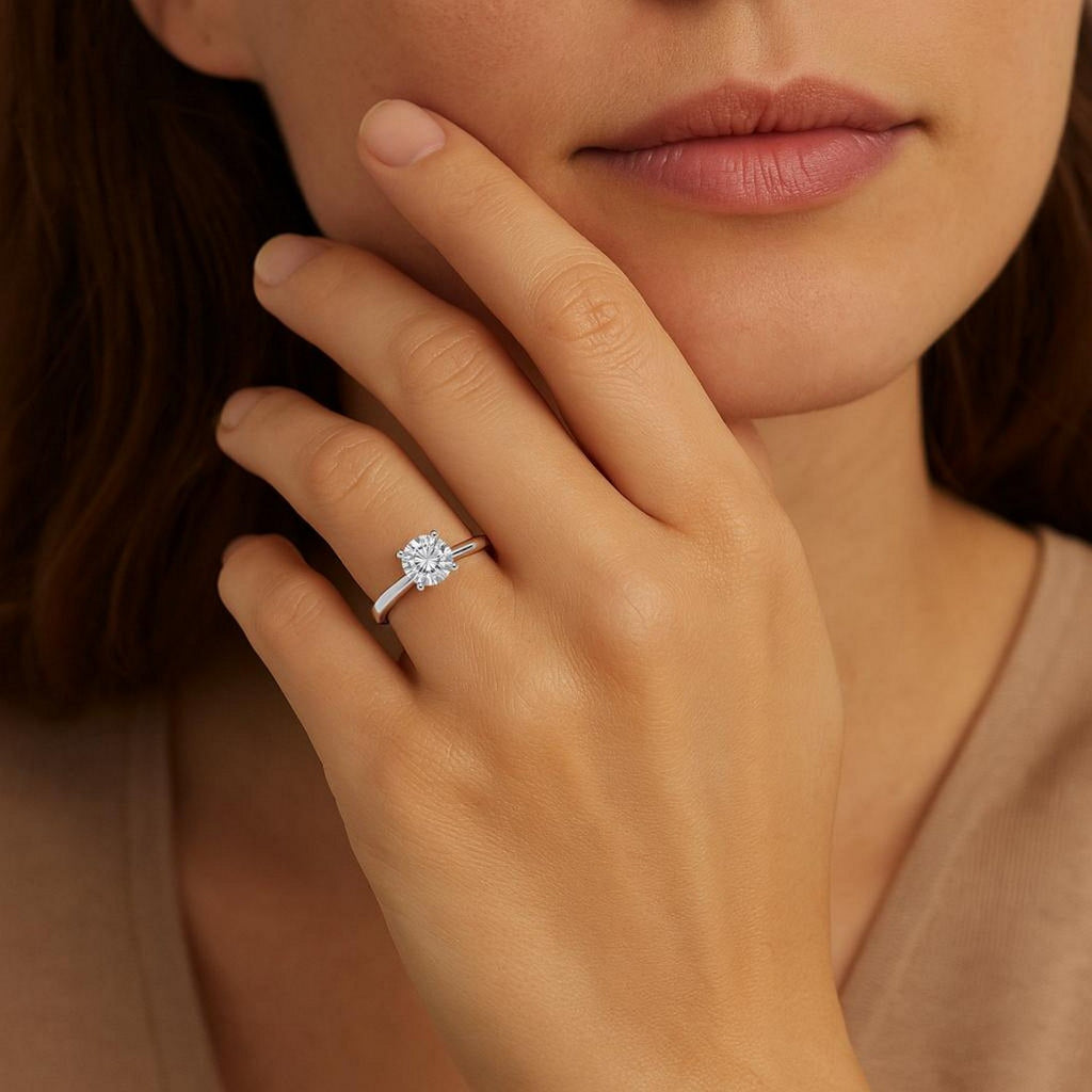 1ct Round Lab Grown Diamond Ring | 14K Gold