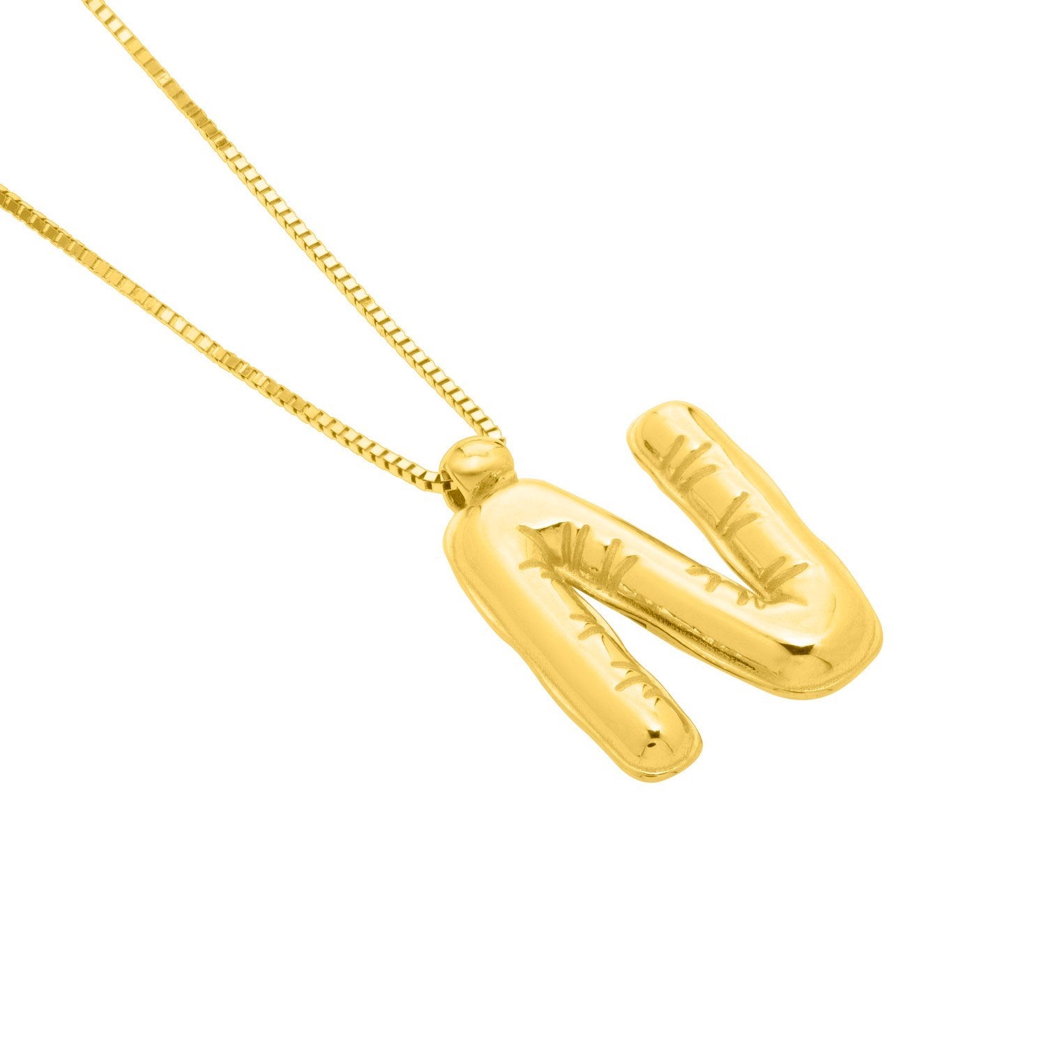 14K Yellow Gold Helium Initial N Pendant
