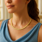 Rib Link Necklace in 14K Yellow Gold