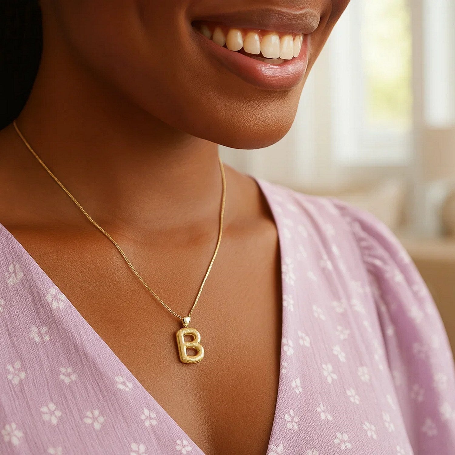 14K Yellow Gold Helium Initial B Pendant