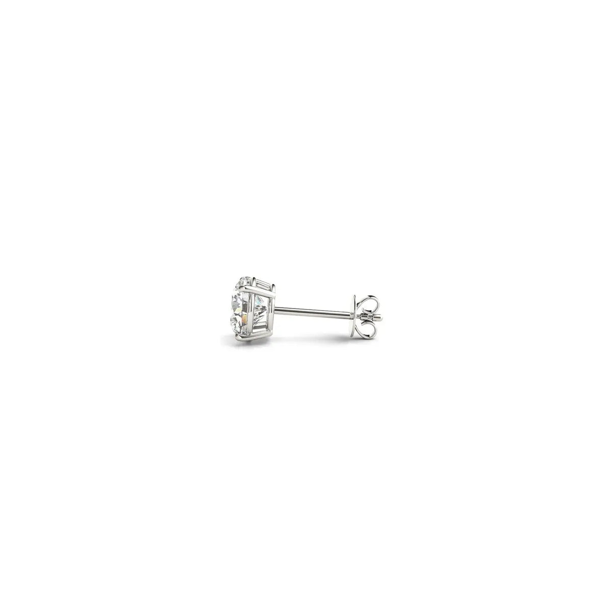 Side profile of 0.50 ct lab-grown diamond stud earrings, four-prong setting — DEEVE