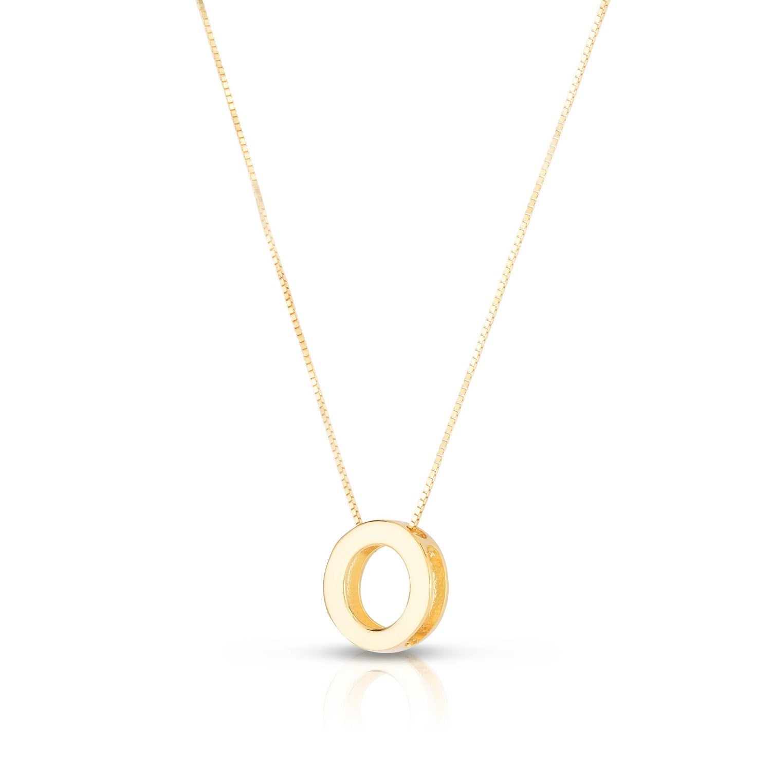14K Yellow Gold Yours Truly Block Letter Initial O Necklace