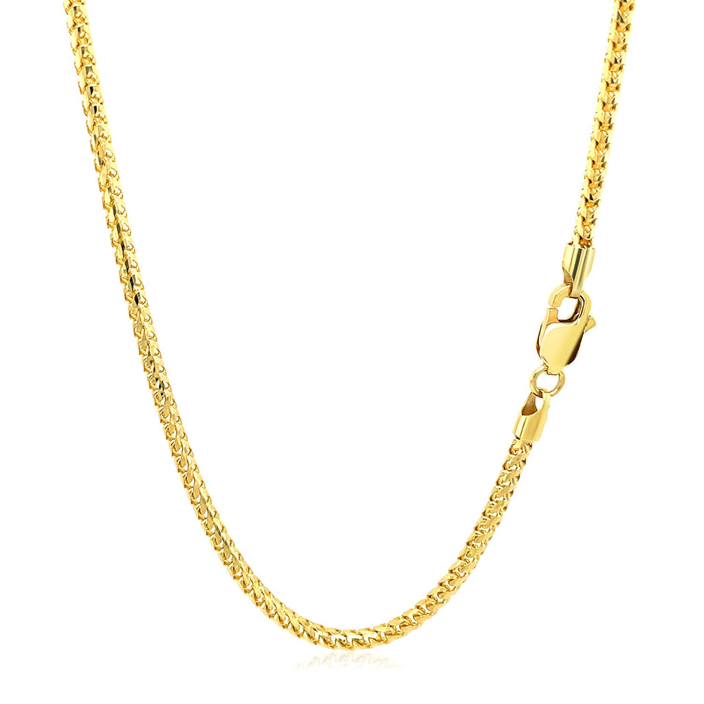 Franco chain in 14K yellow gold with the lobster clasp at the side